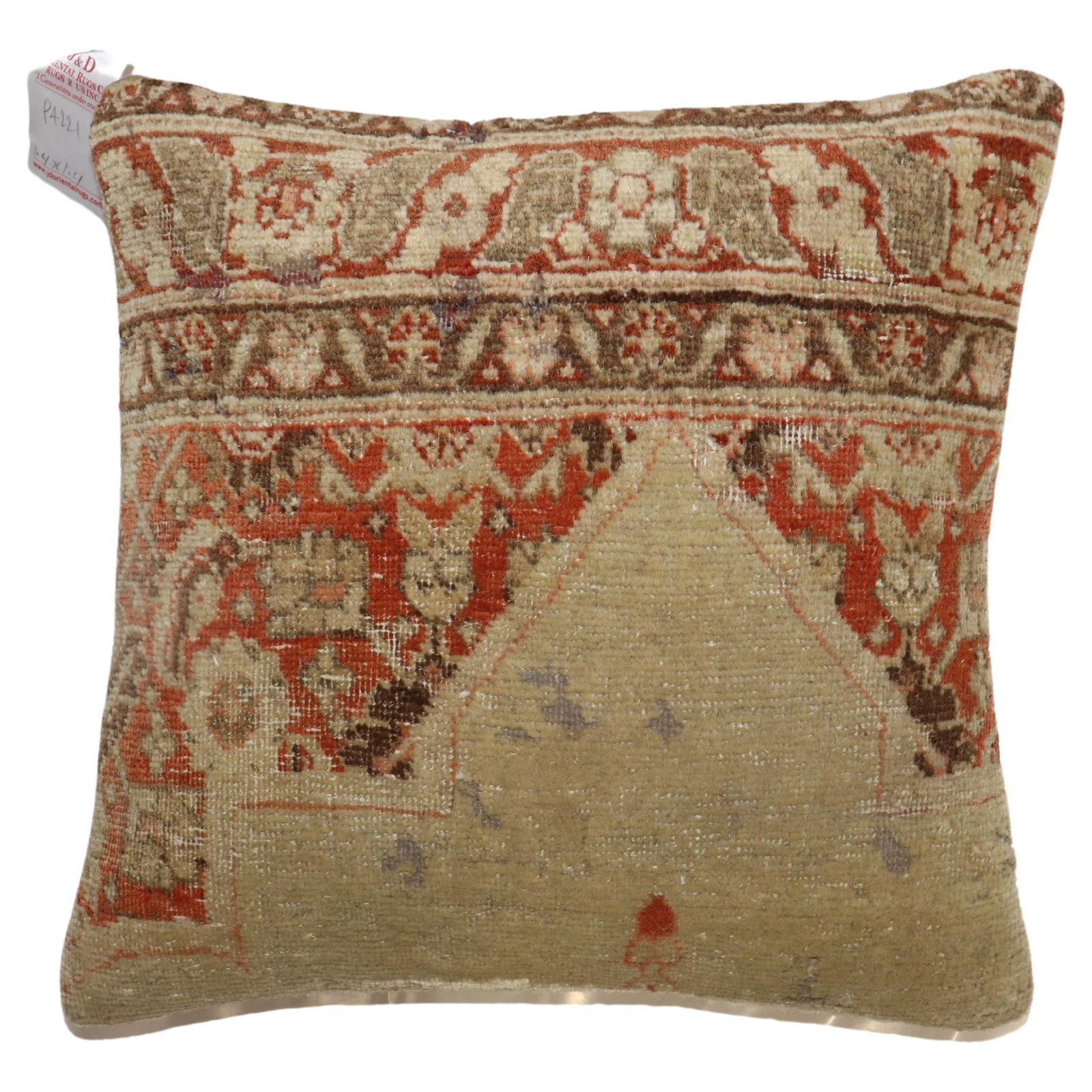 Zabihi Collection Antique Tabriz Pillow 16x16 American Classical Style (1 of 4)
