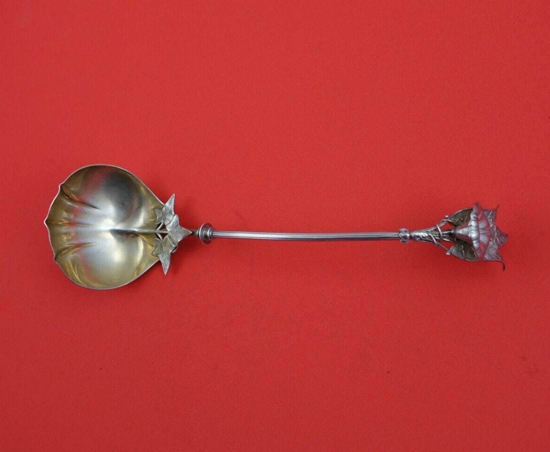 Gorham Morning Glory Sterling Silver Gravy Ladle Gold Washed 7 Inch (1 of 3)