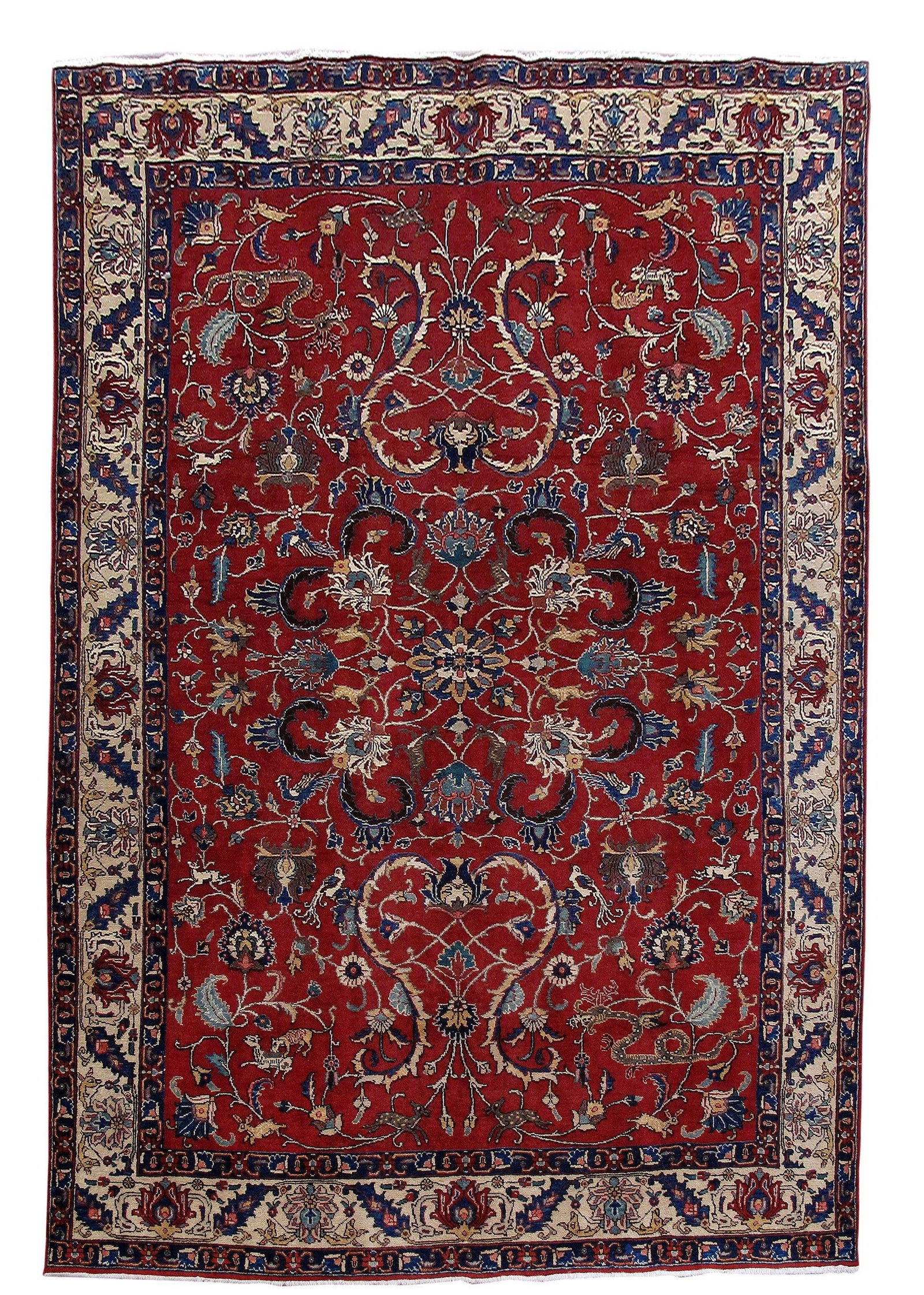 Handcrafted Persian Tabriz Khoy Rug 7'3 x 10'11 Traditional Design (1 of 6)