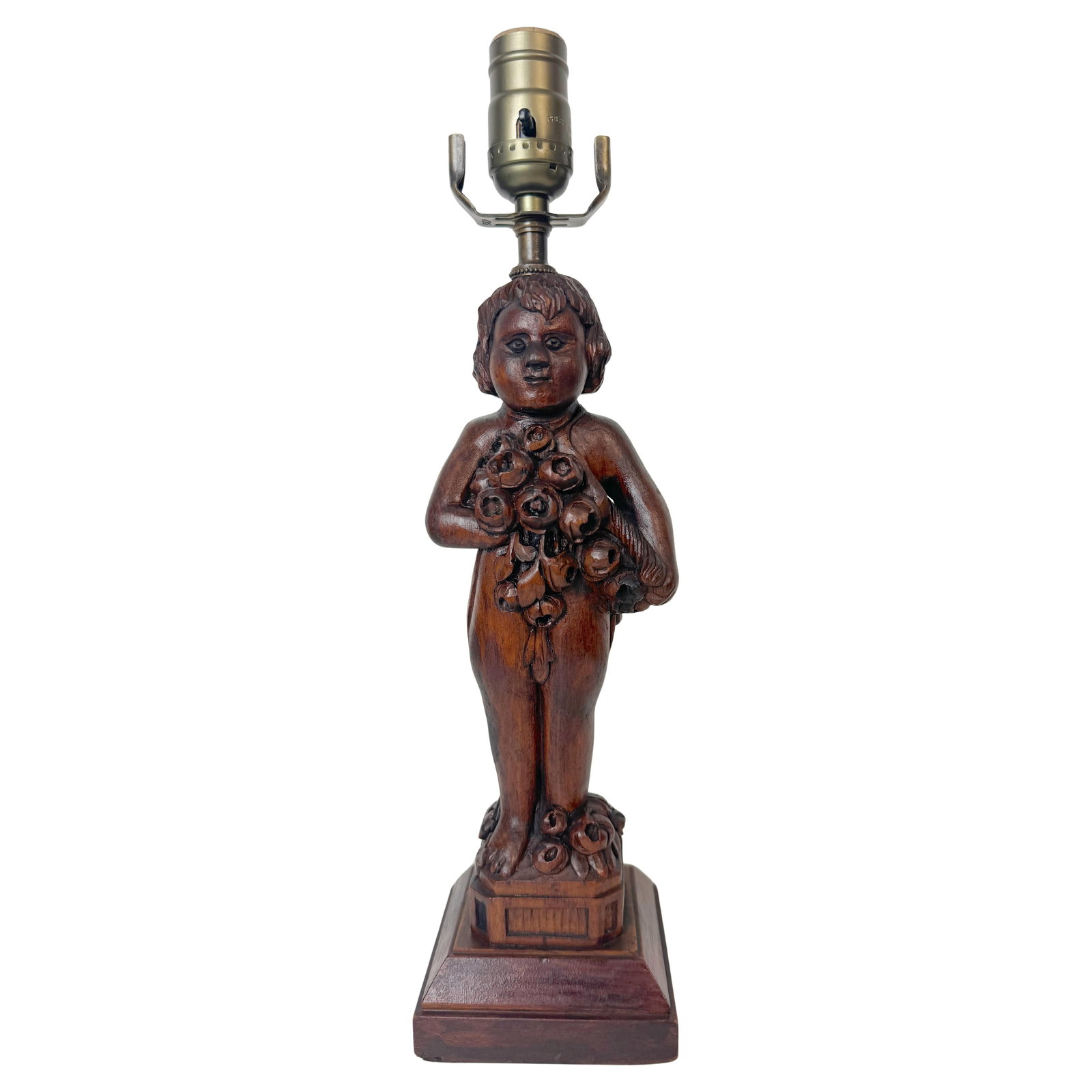 Art Deco Black Forest Cherub Lamp Circa 1925 Hand-Carved Putti (1 of 10)
