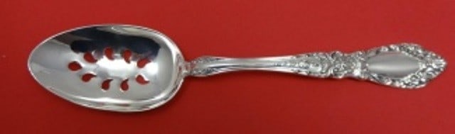 Alvin Prince Eugene Sterling Silver 9-Hole Slotted Serving Spoon: Alvin Prince Eugene Sterling Silver 9-Hole Slotted Serving Spoon This exquisite serving spoon from the Prince Eugene pattern by Alvin is crafted from high-quality sterling silver. The slotted design f