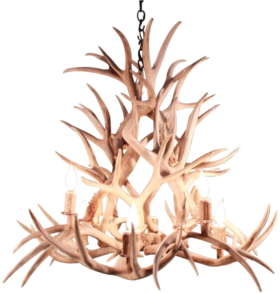 Customizable Lodge Style Mule Deer Antler Chandelier 8 Bulbs Handmade (1 of 2)