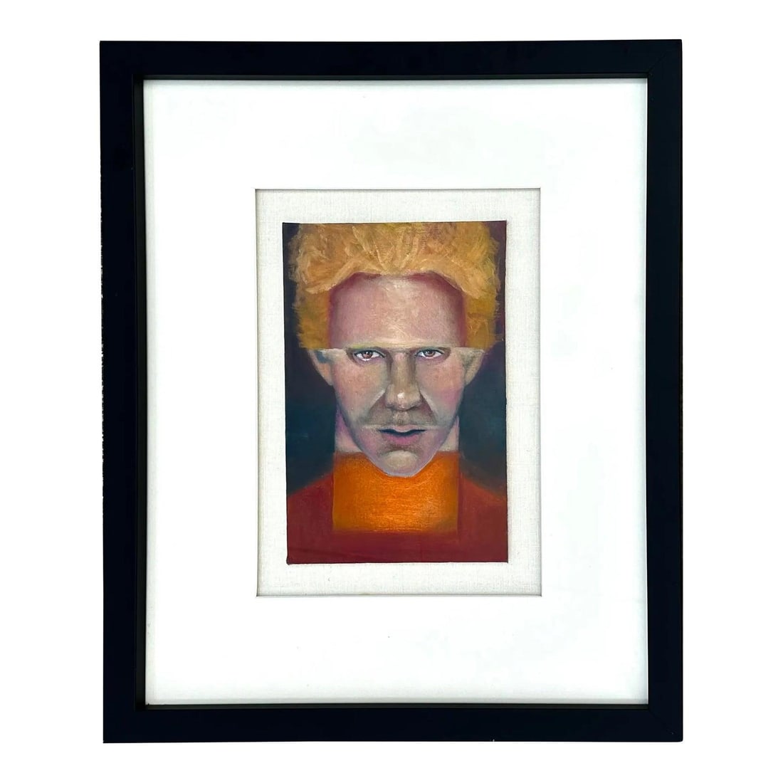 Vintage Postmodern Portrait Oil Painting of Male Face Mid 20th Century: Vintage Postmodern Portrait Oil Painting of Male Face Mid 20th Century This mid-20th century vintage postmodern oil painting features a man's face, characterized by bold brushstrokes and a striking us