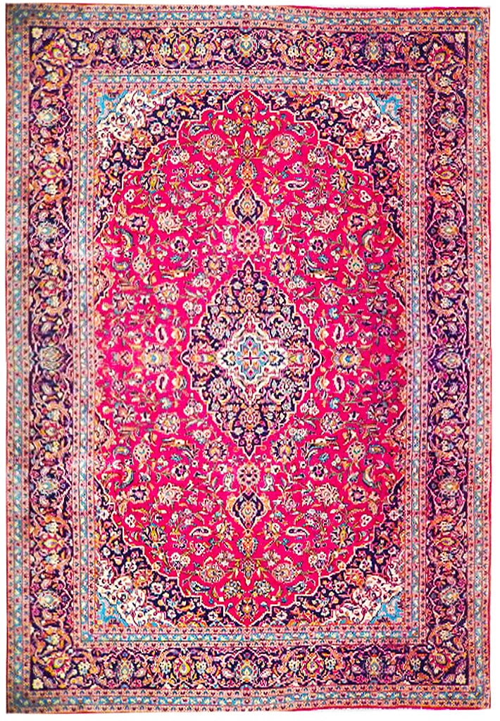 9'10 x 13'5 Red Handmade Semi Antique Persian Kashan Rug (1 of 6)