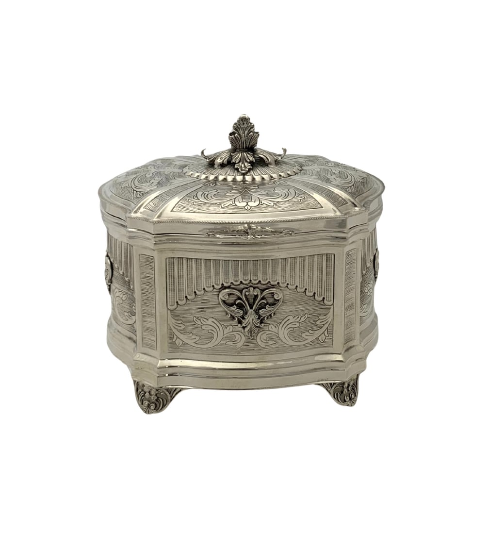 Handmade 925 Sterling Silver Leaf Applique Swirl Esrog Box 6.25" (1 of 5)