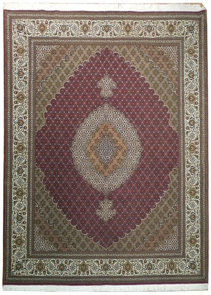 Luxurious 6.7 x 8.8 Handcrafted Persian Tabriz Rug Red Wool Silk: Luxurious 6.7 x 8.8 Handcrafted Persian Tabriz Rug Red Wool Silk Free continental US Shipping Elevate your space with this exquisite 6.7 x 8.8 Wool & Silk High-End Persian Tabriz Rug. Handcrafted by s