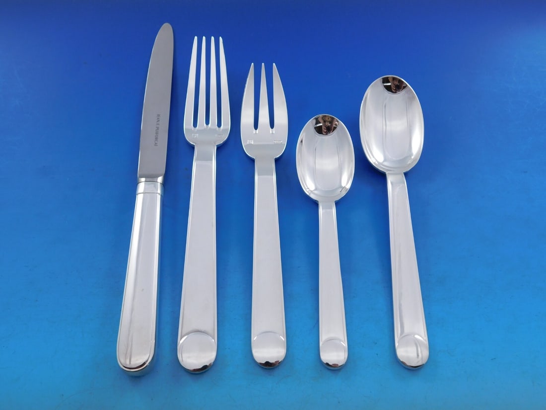 58 Piece Puiforcat Normandie Silverplate Flatware Set With Storage Chest (1 of 8)