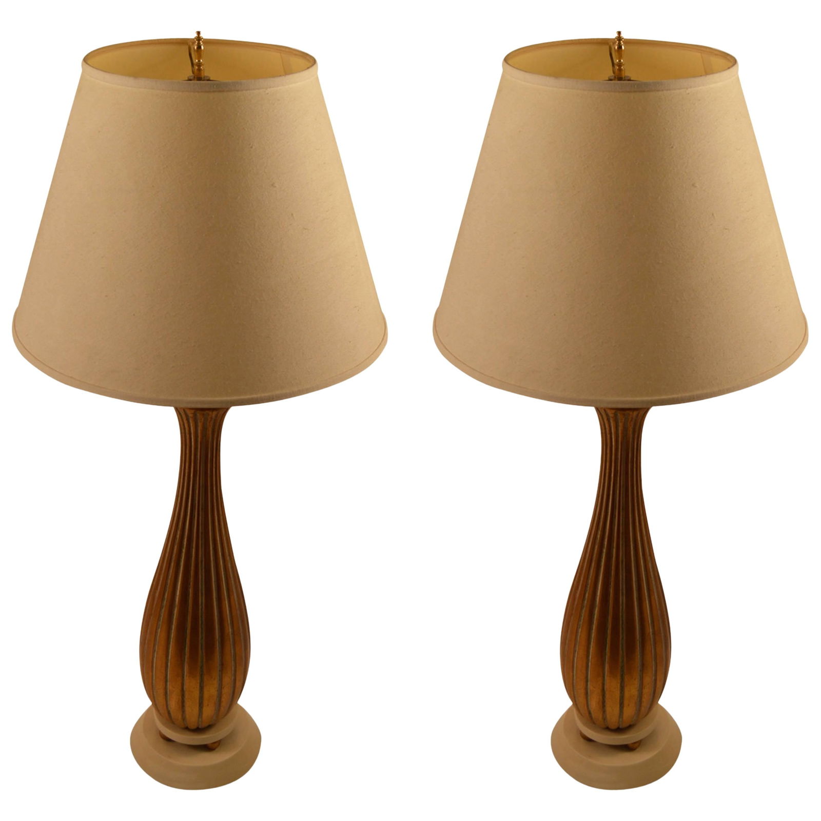 Elegant Pair of Reeded Giltwood Table Lamps 42 Inches Tall (1 of 10)