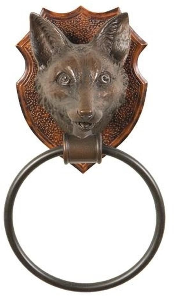 Rustic Fox Towel Holder Hand-Cast Resin Lodge Style USA (1 of 1)