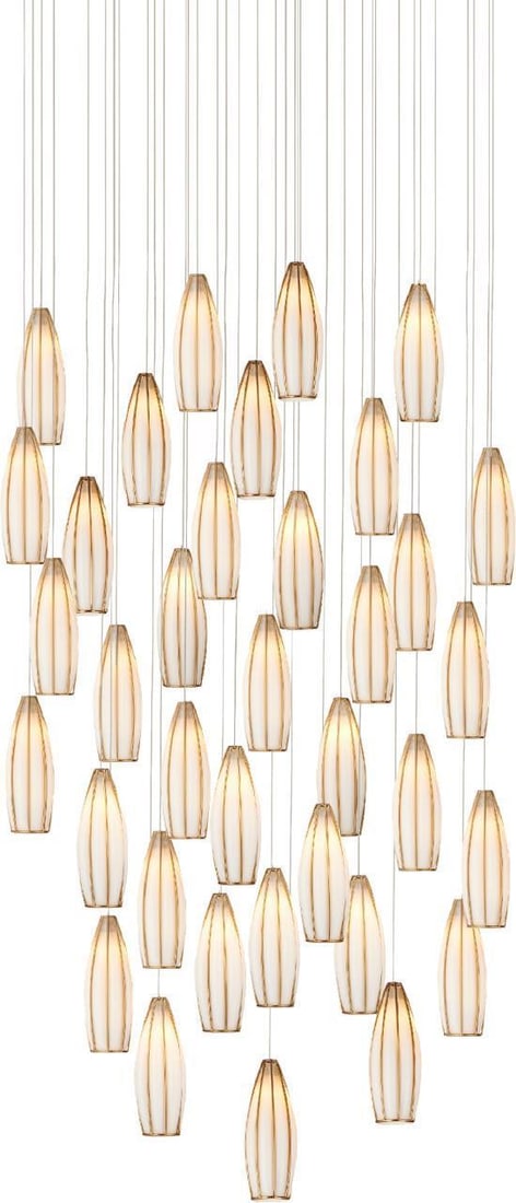 Currey Parish 36-Light Adjustable Pendant Brass: Currey Parish 36-Light Adjustable Pendant Brass Illuminate your space with the Parish 36-Light Adjustable Pendant, featuring a stunning antique brass finish complemented by a clear silver cord. This m