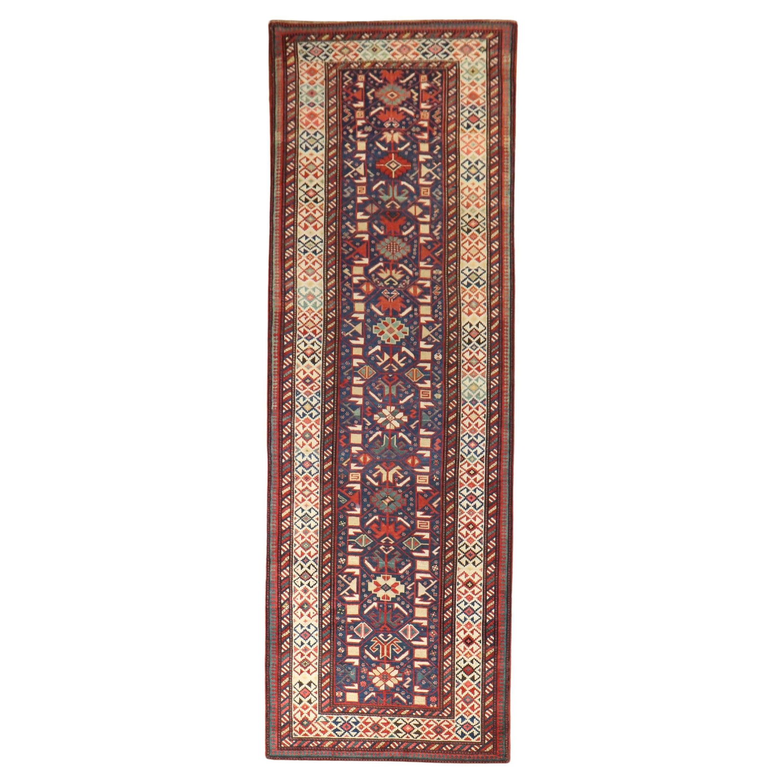Zabihi Collection 19th Century Hand-Knotted Kuba Wide Runner 3'11 x 12'1 (1 of 11)