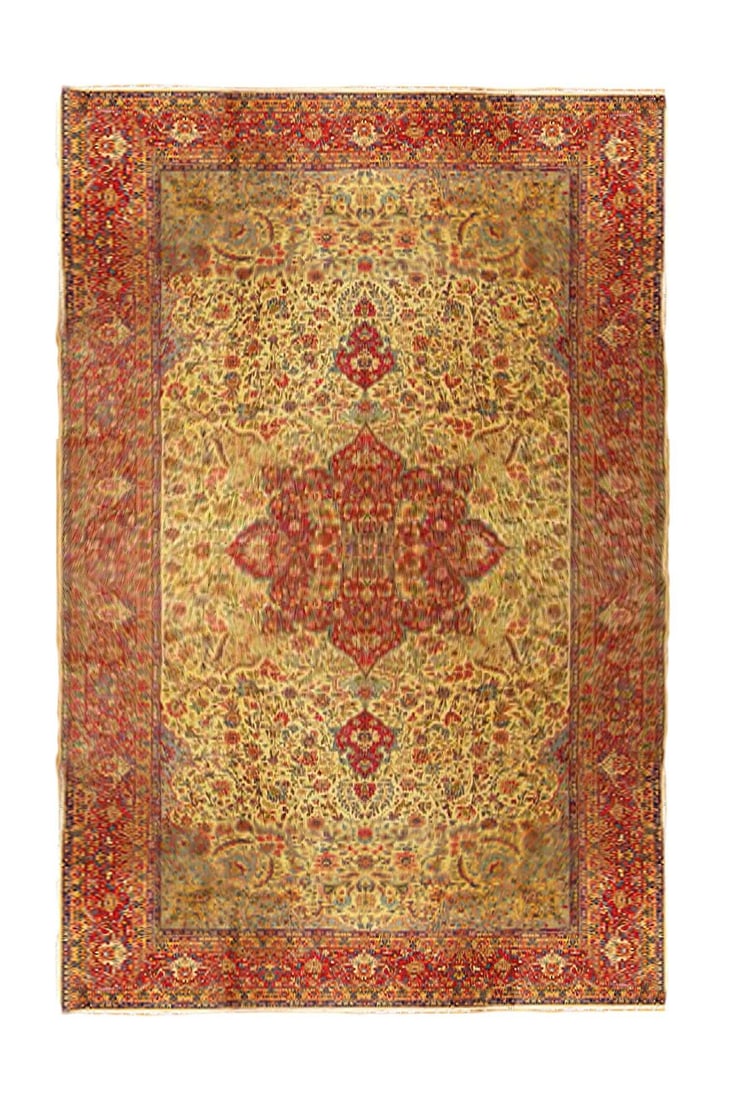 Antique Persian Kerman LAVAR Rug 9'6 x 18'9 Elegant Design (1 of 6)