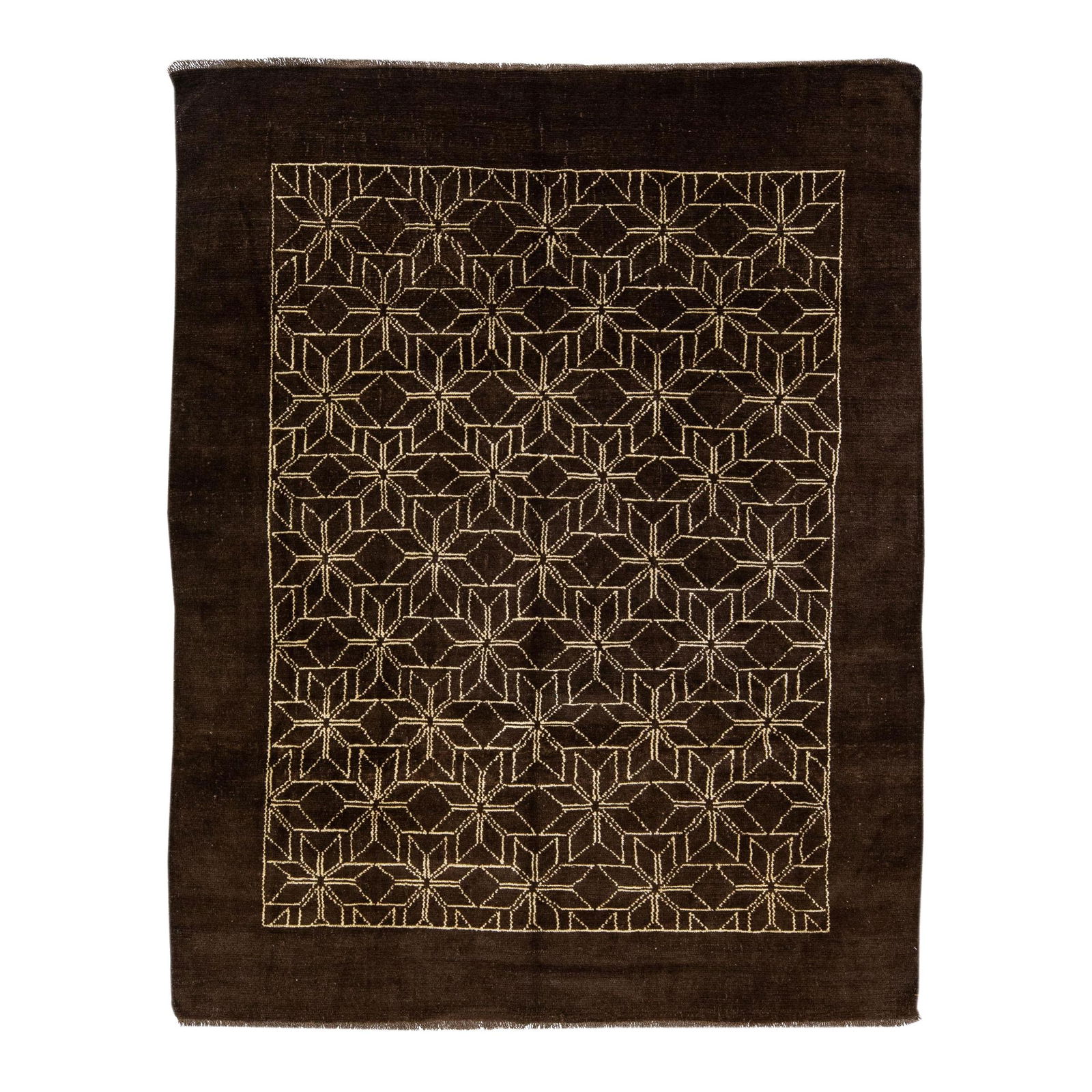 Handmade Geometric Dark Brown Wool Rug Moroccan Style 7' x 8'11: Handmade Geometric Dark Brown Wool Rug Moroccan Style 7' x 8'11 Enhance your space with this exquisite Moroccan-style handmade wool rug from our Northwest collection. Featuring a rich dark brown color