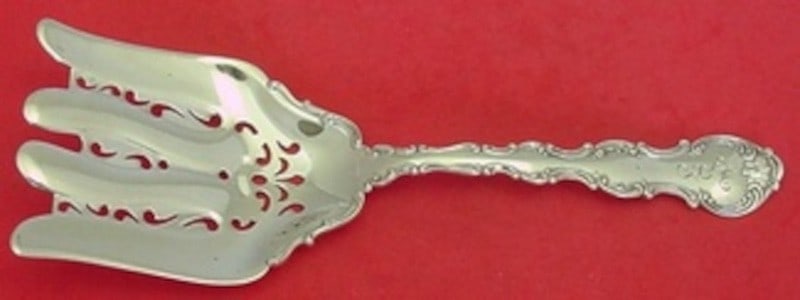 Sterling Silver Asparagus Fork With Applied Lacing Strasbourg Pattern 9 Inch (1 of 1)