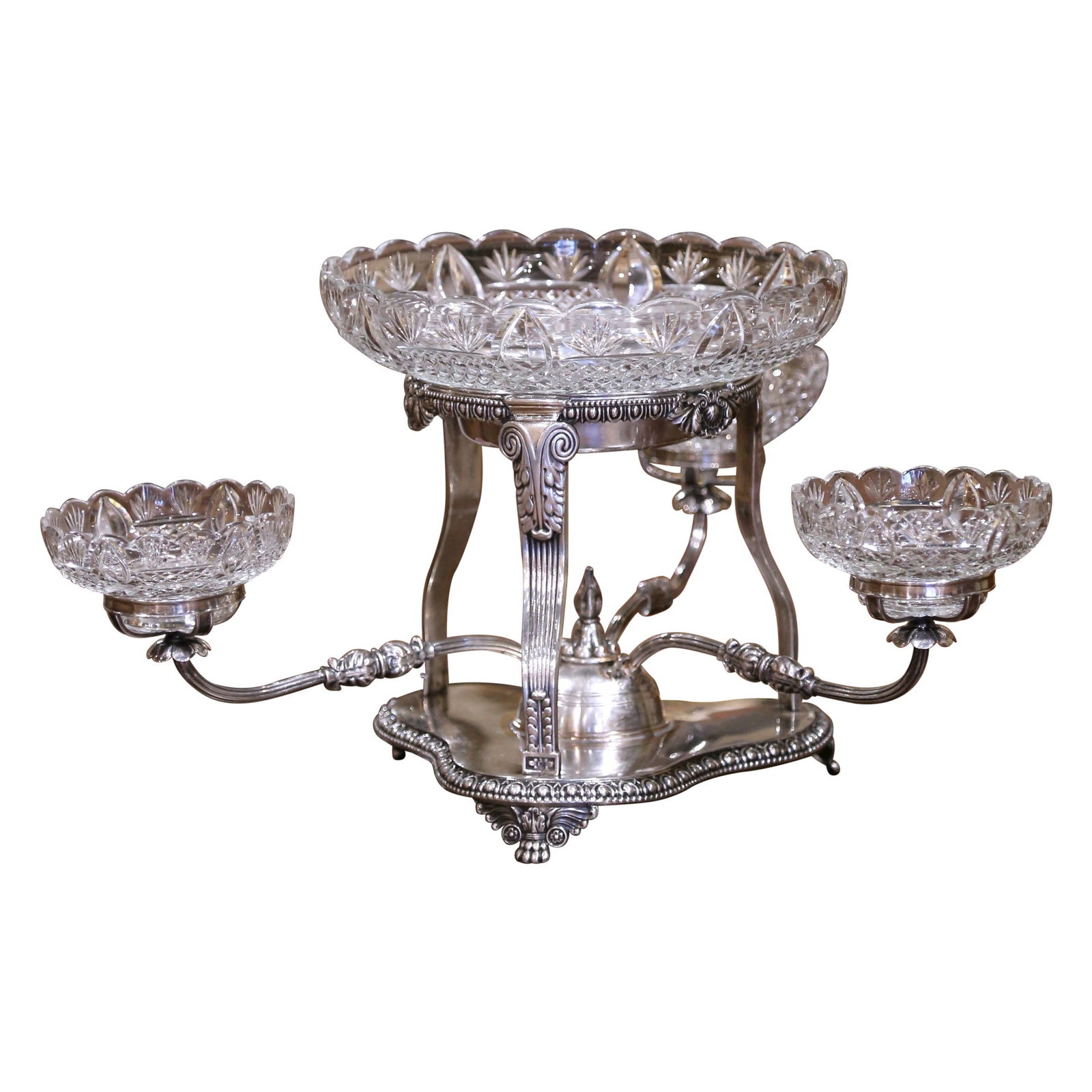 19th Century George III Style Silvered Copper Cut-Glass Epergne (1 of 12)