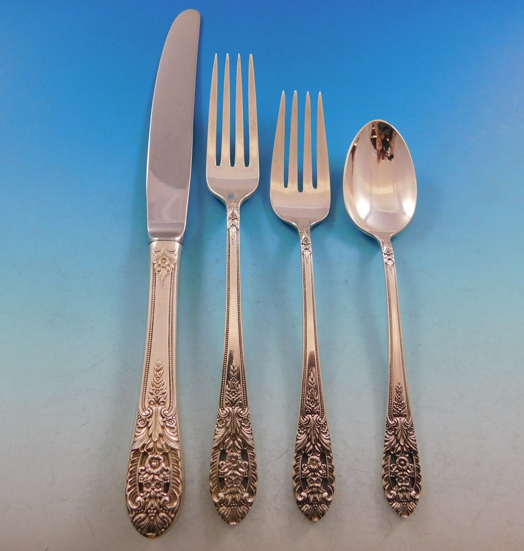 Crown Princess Sterling Silver Flatware Set 53 pcs by International Silver: Crown Princess Sterling Silver Flatware Set 53 pcs by International Silver Enhance your dining experience with the exquisite Crown Princess flatware set by International Sterling. This post-1940 colle