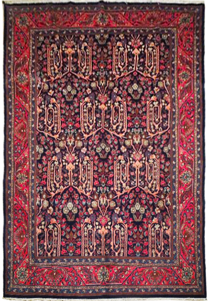 Handcrafted 7' x 10' Navy Blue Persian Sarouk Bijar Rug: Handcrafted 7' x 10' Navy Blue Persian Sarouk Bijar Rug Free continental US Shipping Transform your living space with this exquisite 7' x 10' Navy Blue Fine Persian Sarouk Bijar Rug, handcrafted by sk