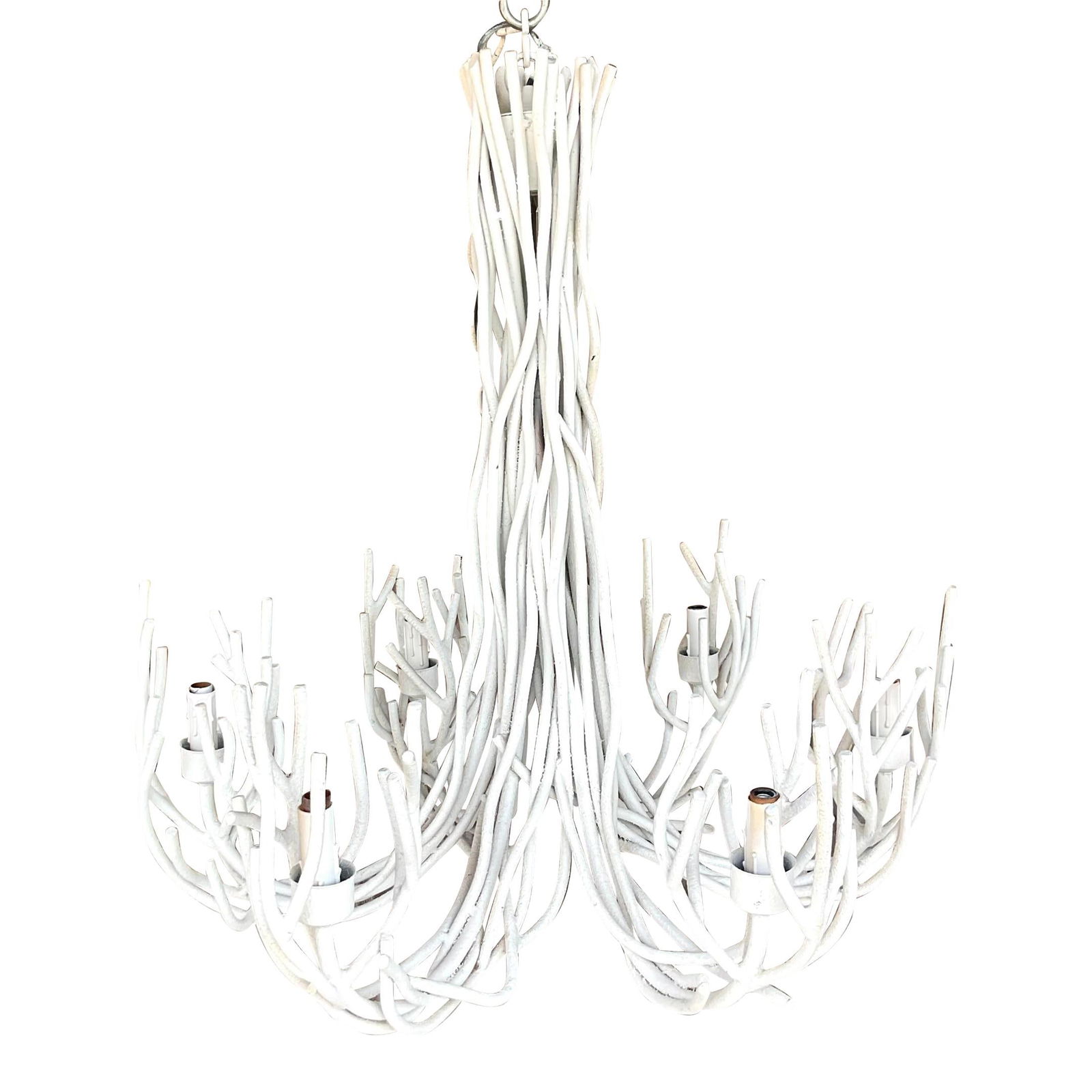 Vintage Boho White Metal Twig Chandelier from Palm Beach Estate (1 of 8)