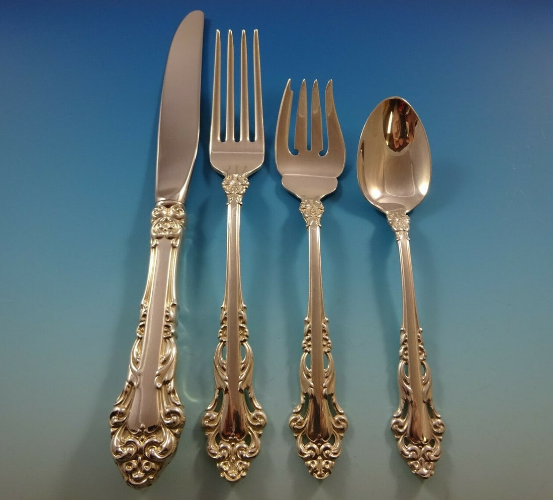 Reed & Barton Grande Renaissance Sterling Silver Flatware Set 55 Pcs with Storage Chest: Reed & Barton Grande Renaissance Sterling Silver Flatware Set 55 Pcs with Storage Chest Introducing the Grande Renaissance Sterling Silver Flatware Set by Reed & Barton, a stunning collection that ele