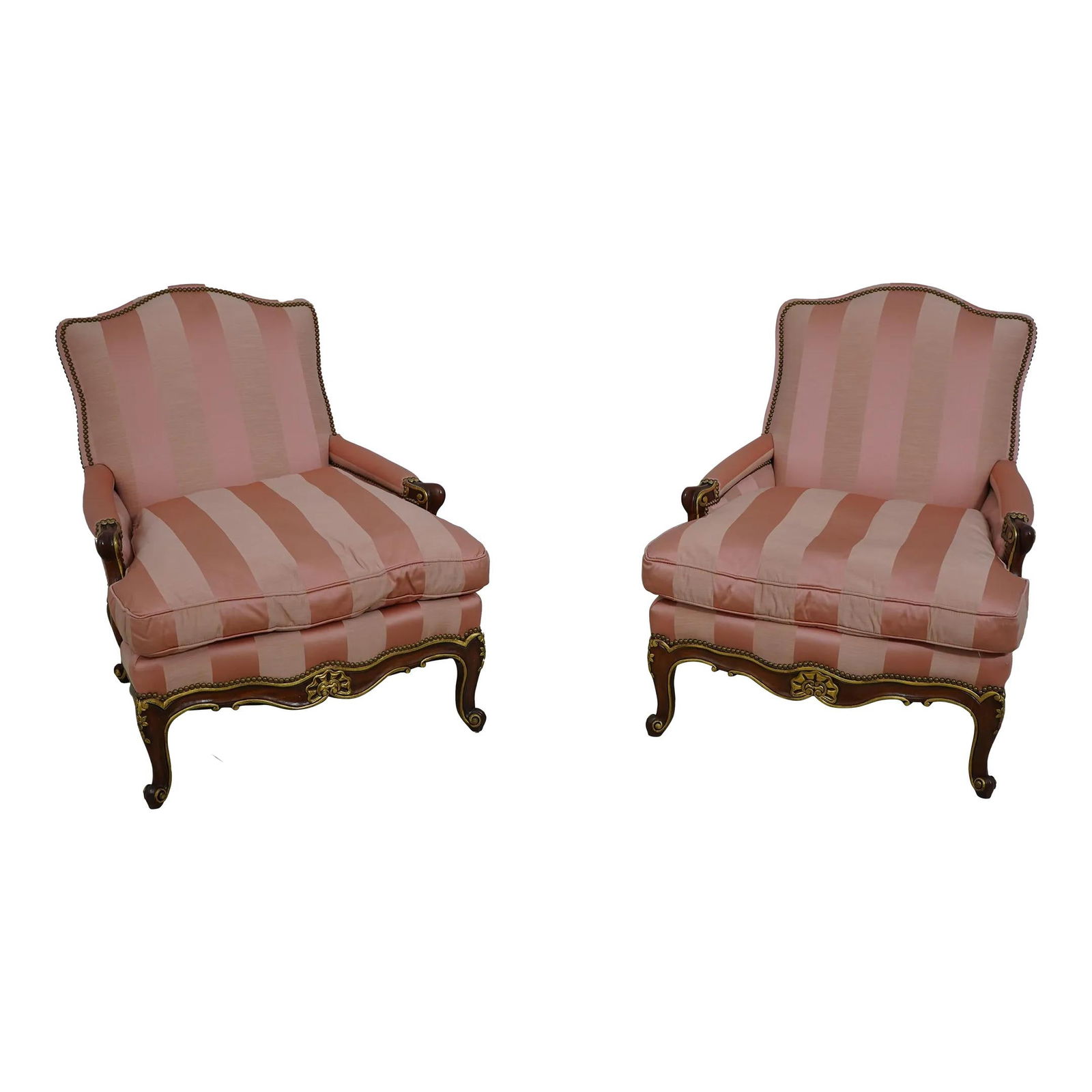 Elegant Pair of French Style Bergere Chairs in Mahogany (1 of 10)