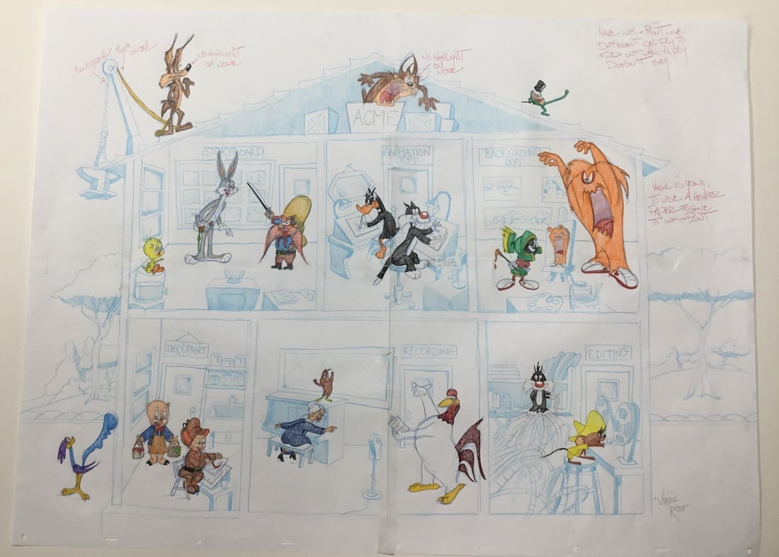 Virgil Ross Signed Looney Tunes Model Sheet Original Framed Artwork (1 of 18)