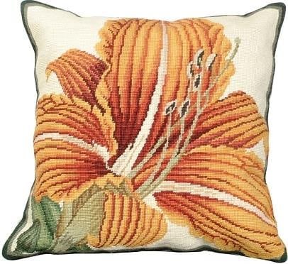 Williamsburg Day Lily Decorative Cushion 18x18 Down Insert: Williamsburg Day Lily Decorative Cushion 18x18 Down Insert Enhance your living space with this Elegant Williamsburg Day Lily Cushion, featuring a charming floral design. This cushion is perfect for ad
