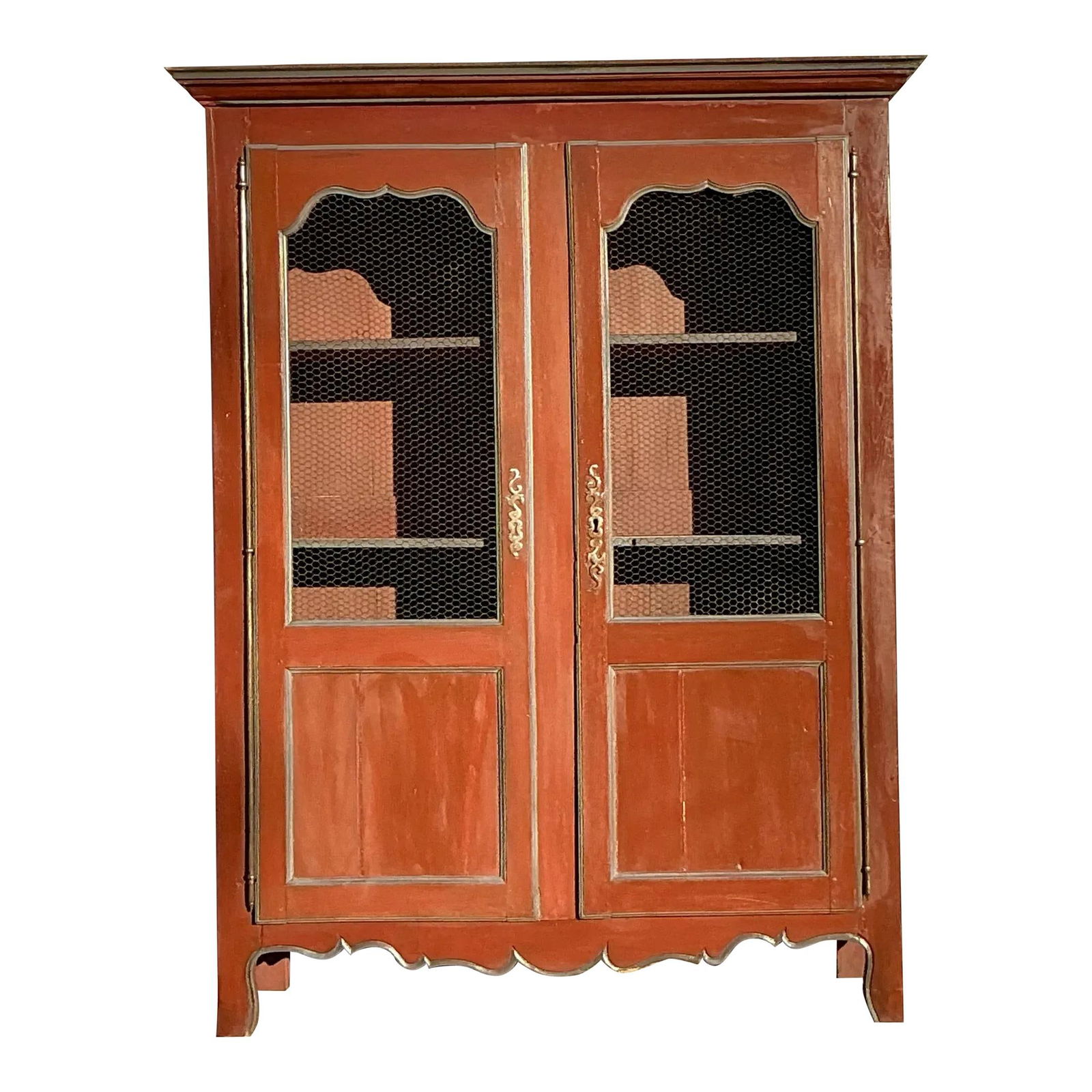 Vintage Boho Armoire with Patinated Finish and Wire Front (1 of 10)