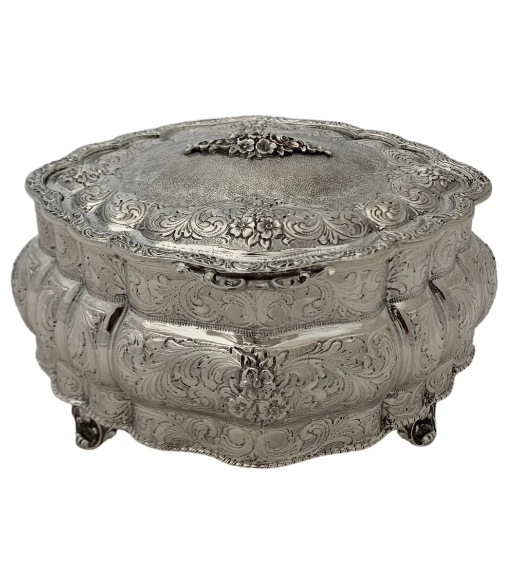 Handmade Italian 925 Sterling Silver Multi Flower Swirl Esrog Box (1 of 4)