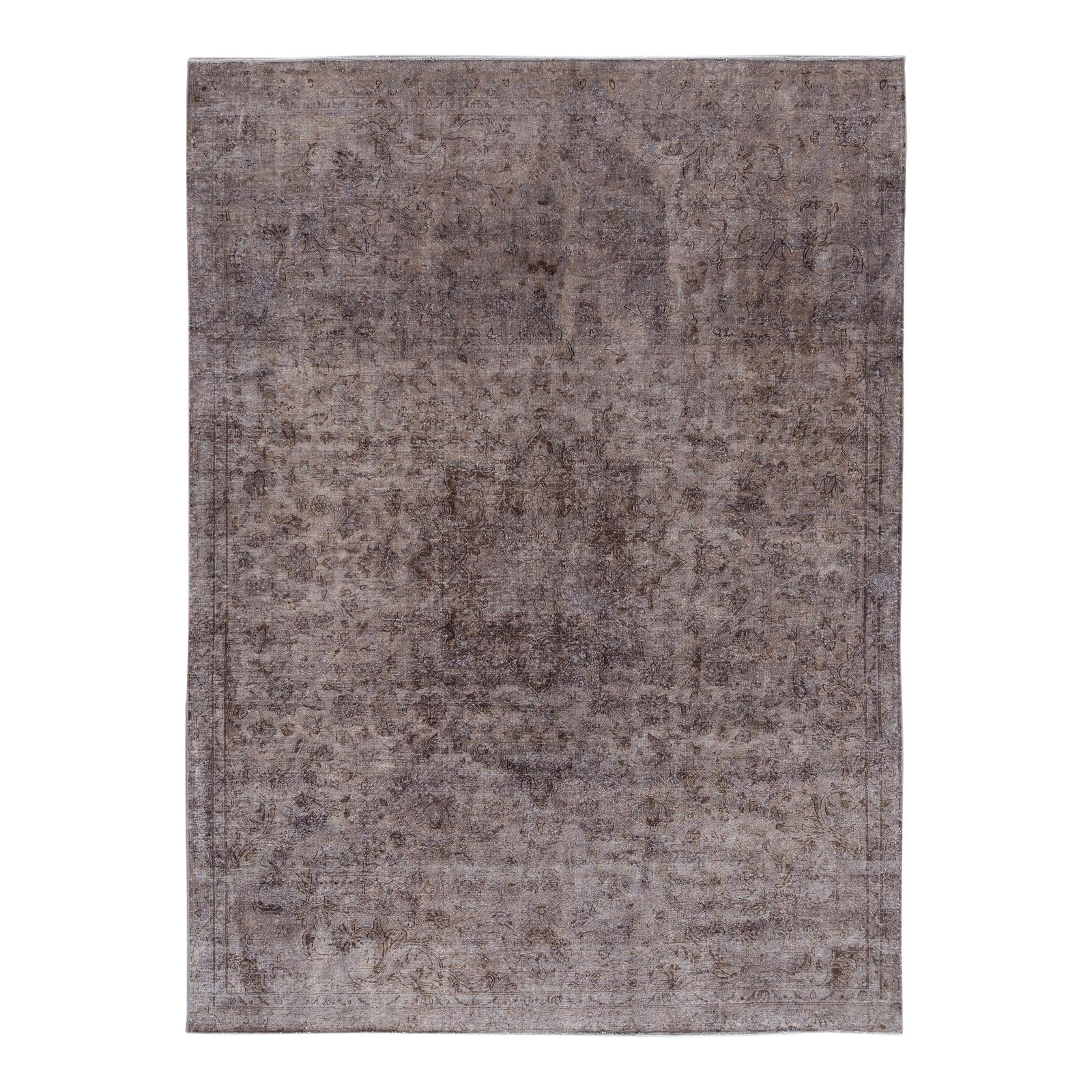 Vintage 1960s Persian Hand-Knotted Gray Wool Medallion Rug 7'06 x 10'03: Vintage 1960s Persian Hand-Knotted Gray Wool Medallion Rug 7'06 x 10'03 Elevate your space with this stunning vintage Persian rug, meticulously hand-knotted from soft wool. Featuring a distressed gray