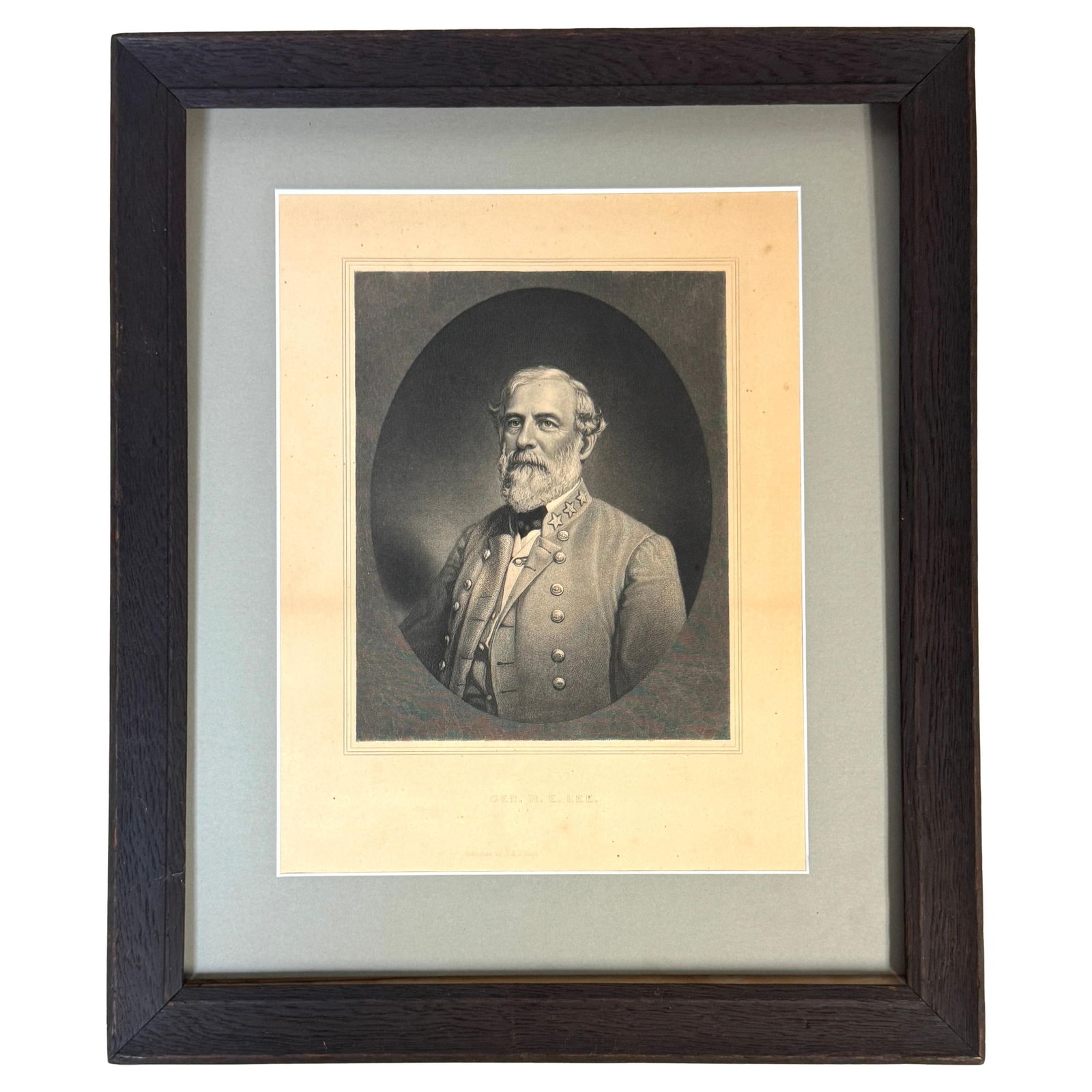 19th Century Blackened Oak Framed Engraving of Gen. Robert E. Lee by J.A. O'Neill (1 of 12)