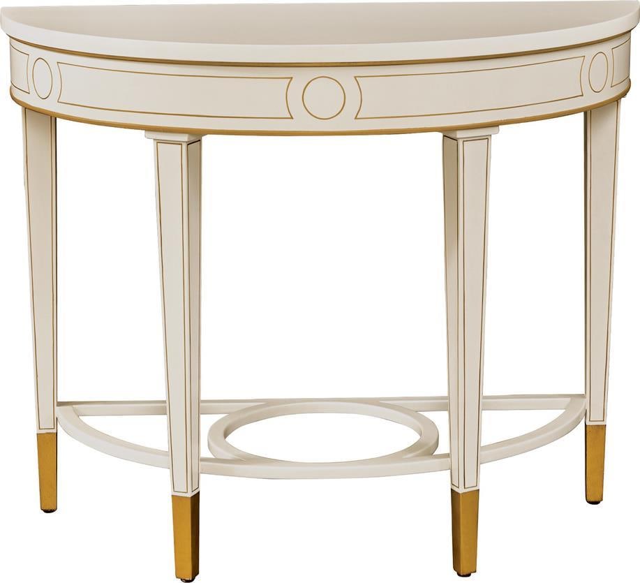 Port Eliot Demilune Console Table White Lacquer Transitional Style (1 of 1)