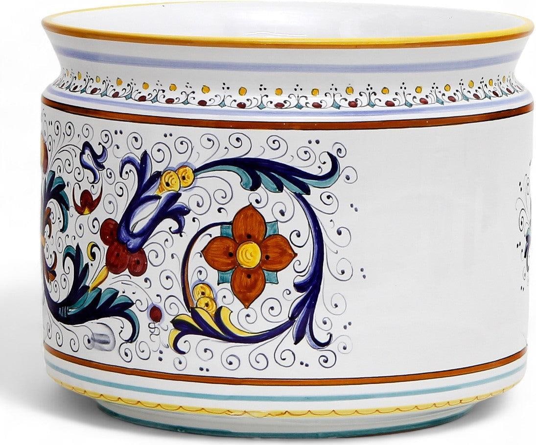 Handmade Ricco Deruta Italian Ceramic Cachepot Planter Blue Green Gold (1 of 7)