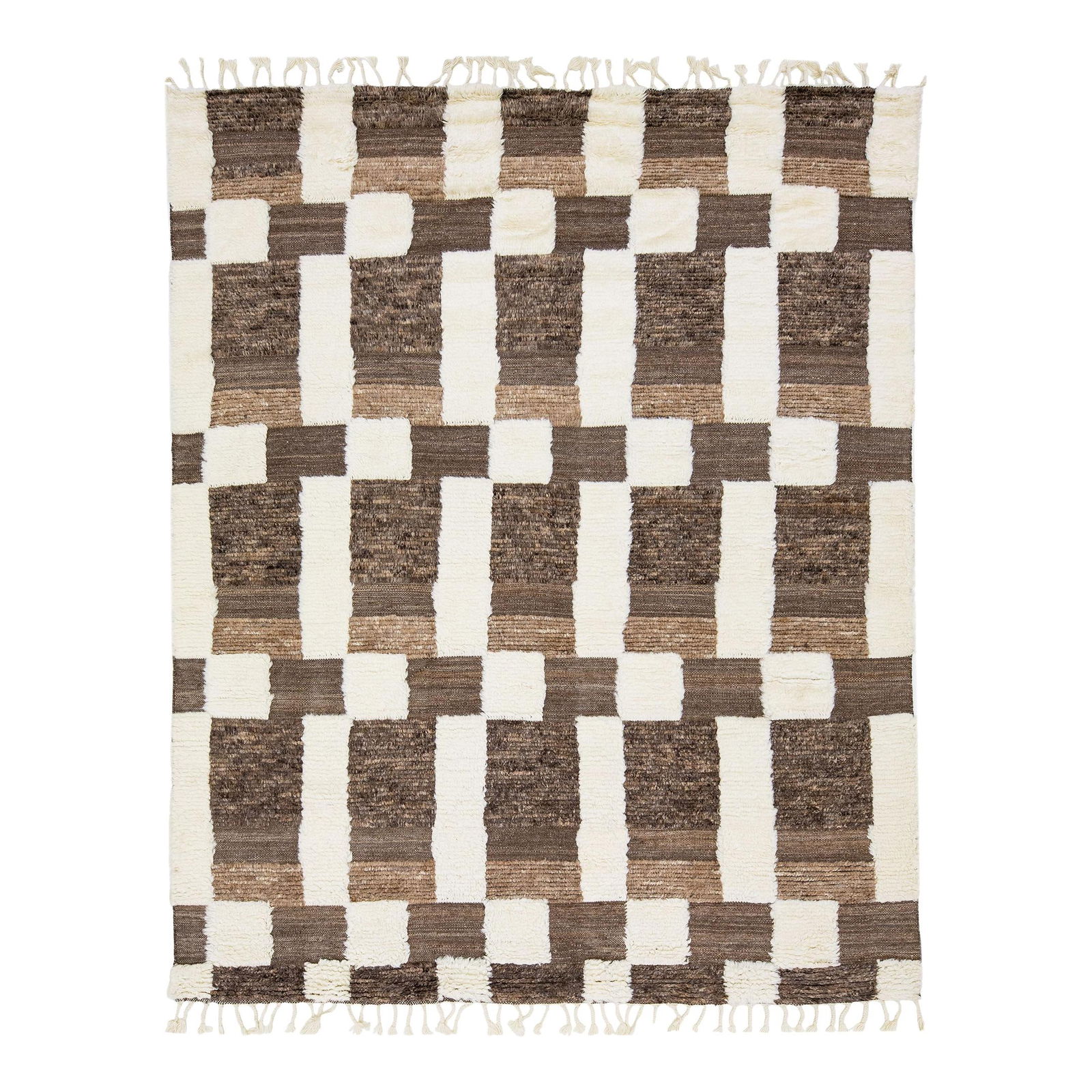 Modern Moroccan Wool Rug 8' x 10' Abstract Design Brown (1 of 7)