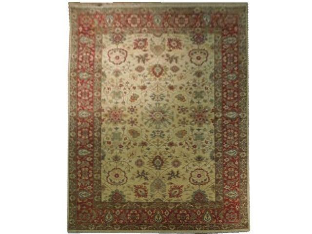 Handmade 6'1 x 9' Ivory Agra Wool Rug with Timeless Design (1 of 6)