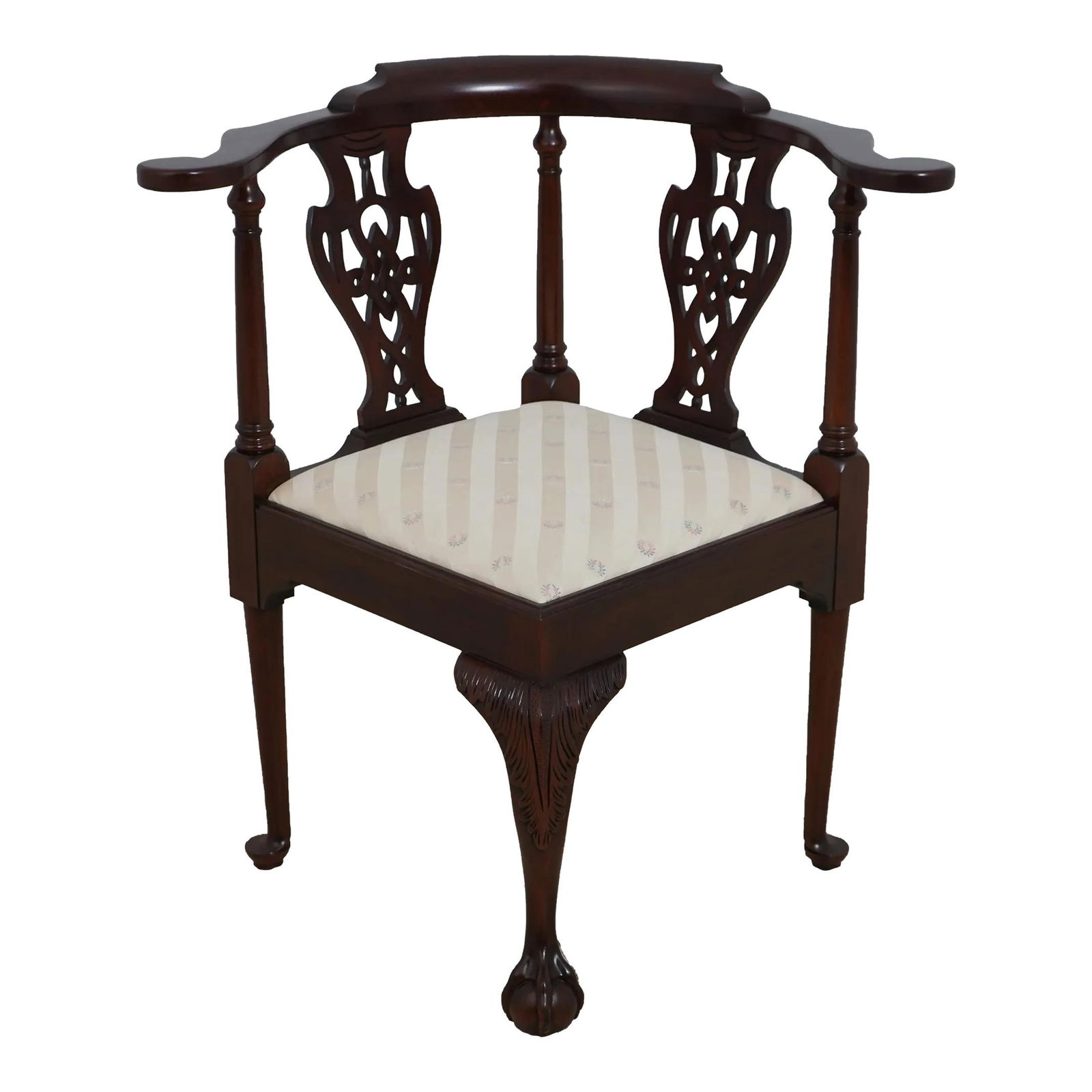 Henkel Harris Chippendale Mahogany Corner Chair with Ball & Claw Feet (1 of 10)