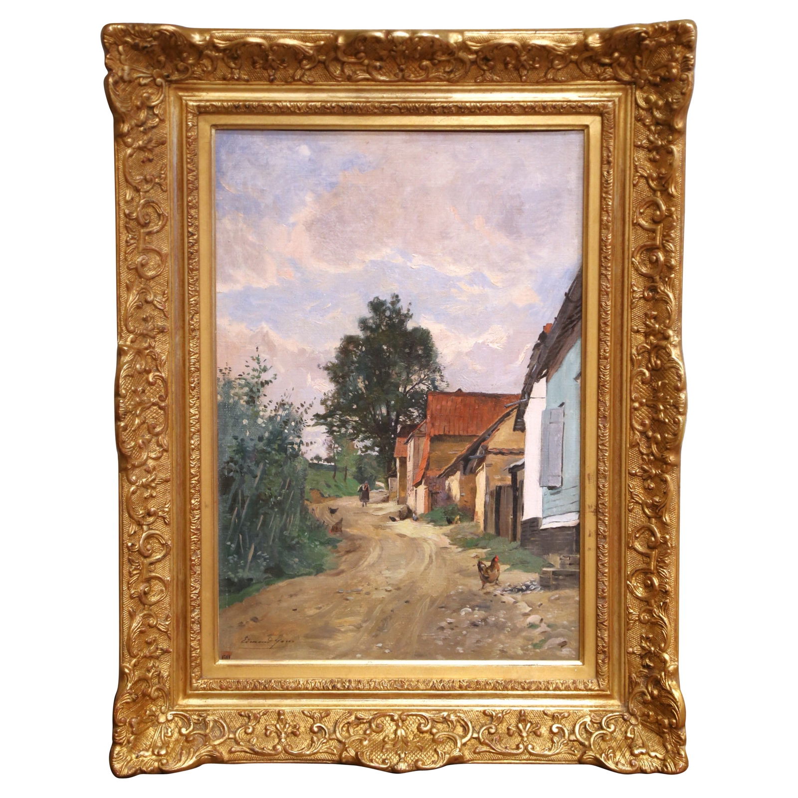 19th Century Oil Painting Paysanne sur un chemin by Edmond Yon (1 of 15)