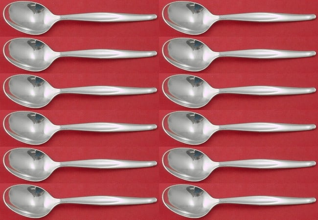 Towle Contour Sterling Silver 12 Piece Soup Spoon Set 7 Inch Flatware (1 of 4)