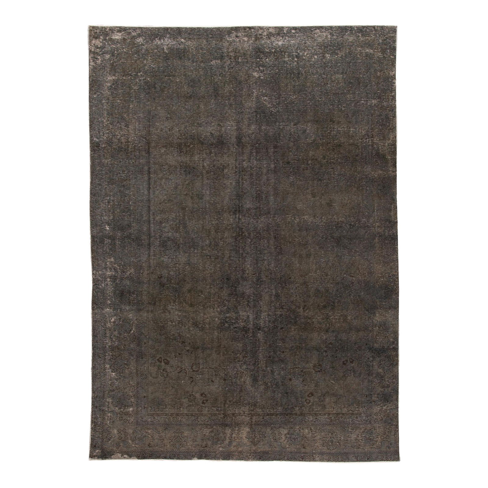 Vintage 1960 Overdyed Hand-knotted Brown Floral Wool Rug 7'3 X 10'4 (1 of 10)