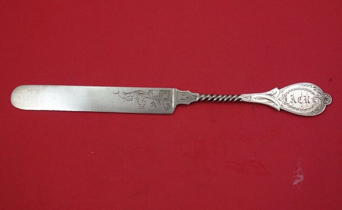 Twist Pattern Sterling Silver Dessert Knife 7 3/4" Monogrammed (1 of 2)