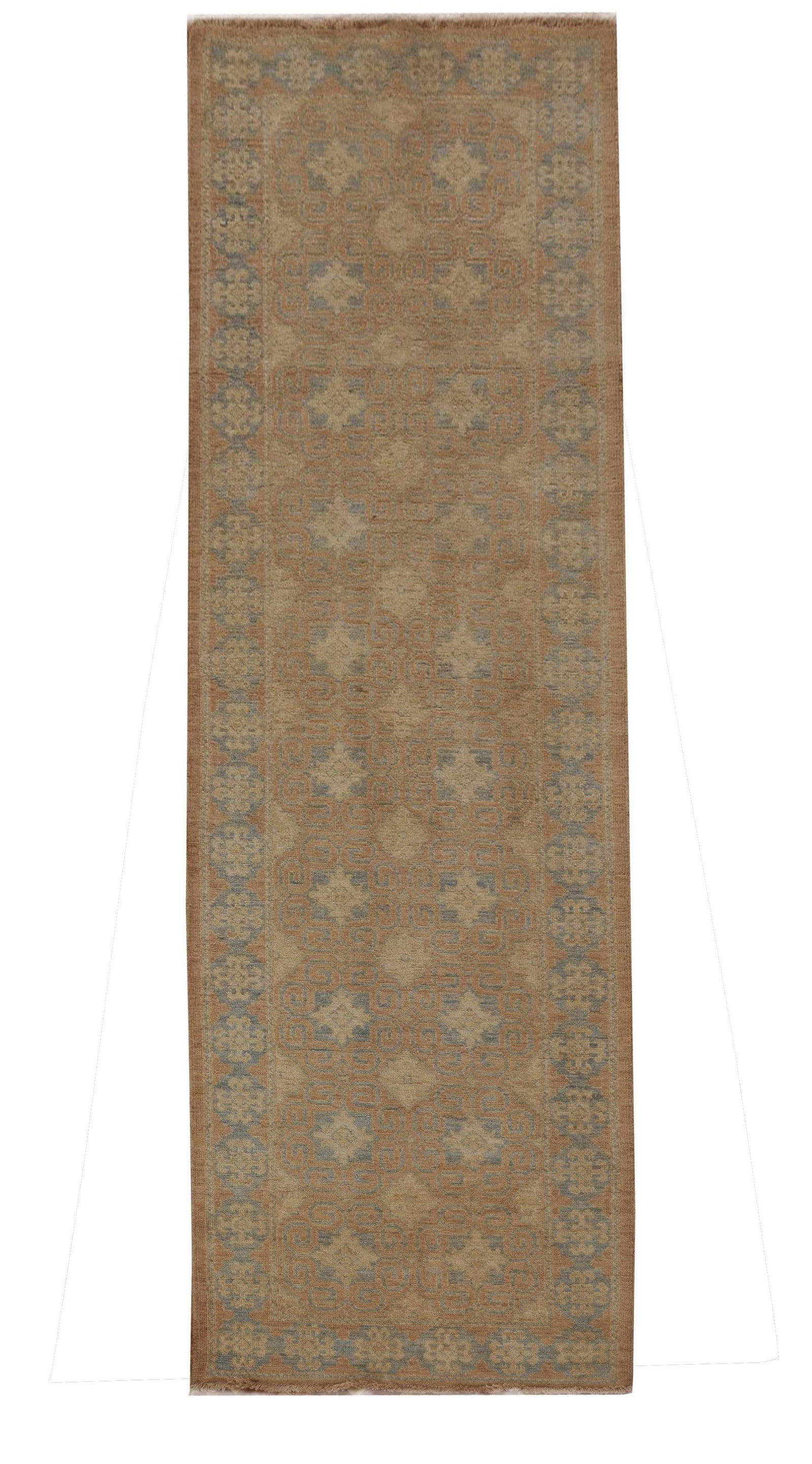 Handcrafted 2'10 x 9'7 Light Blue Chobi Peshawar Rug: Handcrafted 2'10 x 9'7 Light Blue Chobi Peshawar Rug Free continental US Shipping Discover the timeless elegance of this Light Blue Chobi Peshawar Rug, expertly handcrafted by skilled weavers. This st