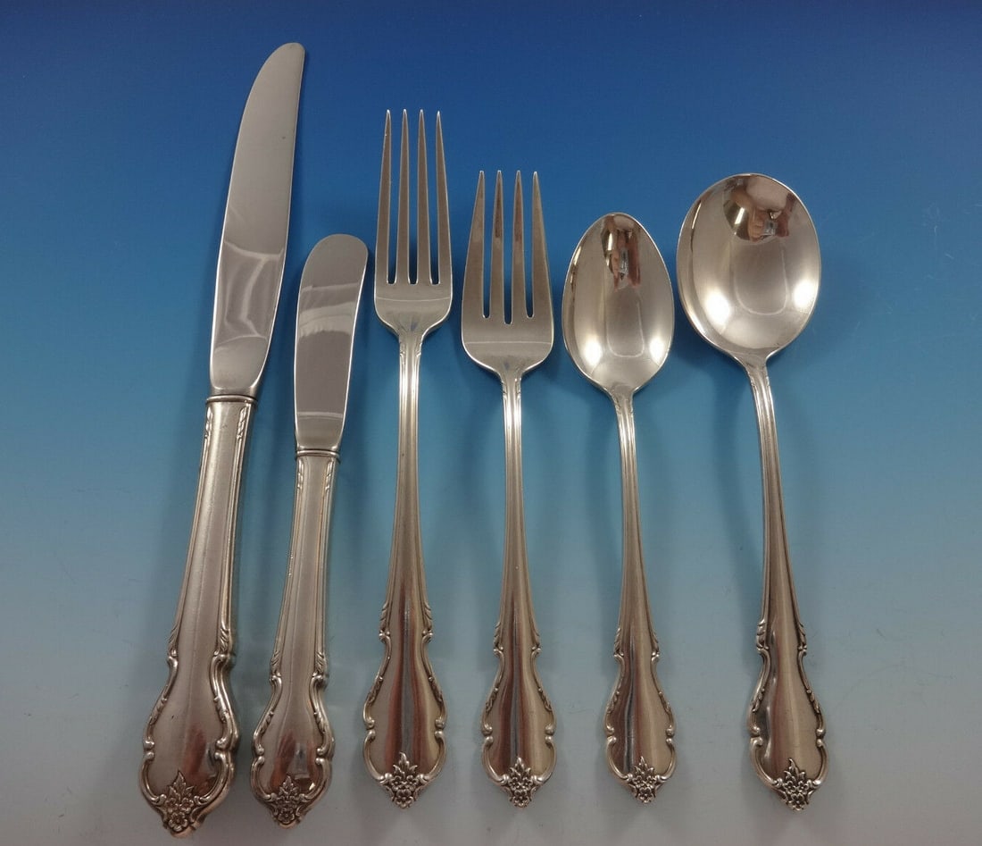 International Sterling Silver Breton Rose Flatware Set 72 Pieces for 12 with Storage Chest (1 of 6)