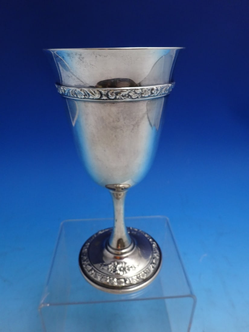 Sterling Silver Water Goblet Meadow Rose Pattern 7 Inch by Wallace (1 of 6)