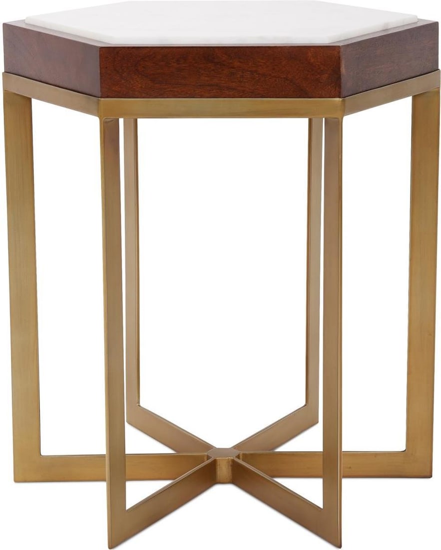 Howard Elliott Vintage Style Brass Marble Side Table 20H x 18W x 18D (1 of 6)