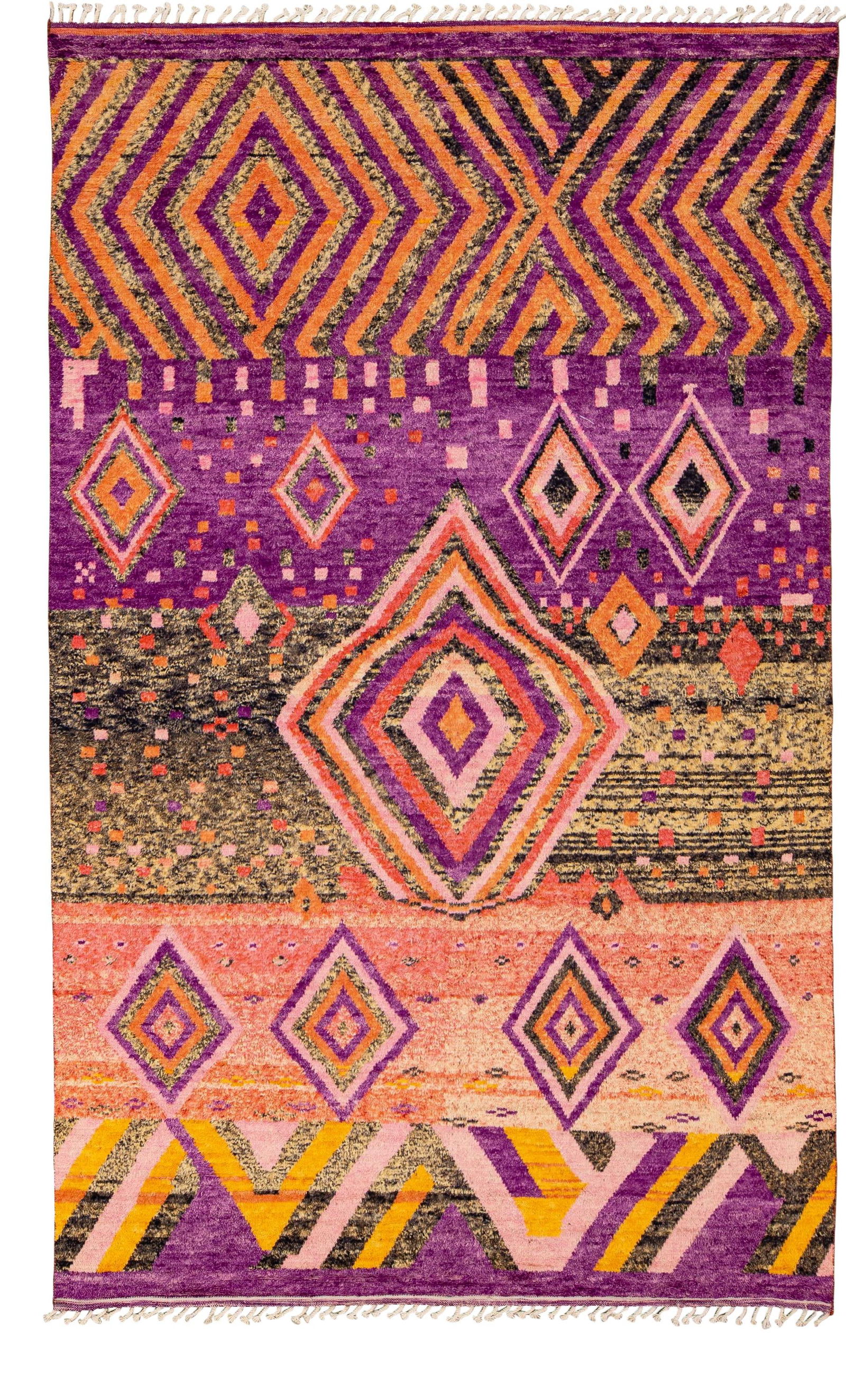 Handmade Moroccan Style Wool Rug Purple Peach Boho Design 9'4 x 15' (1 of 10)