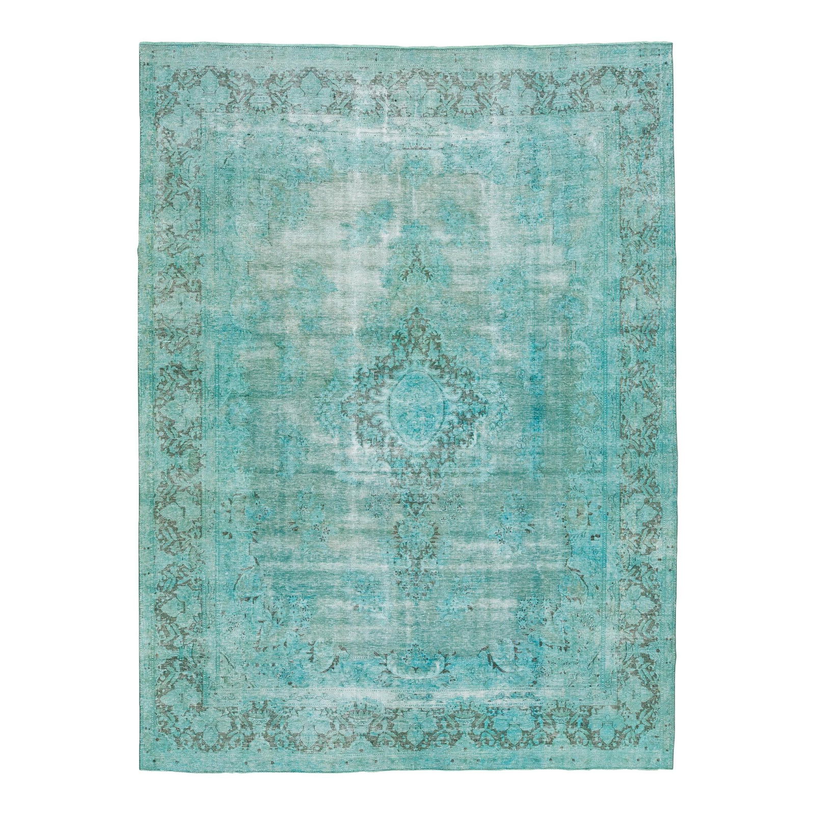 Antique Hand-Knotted Persian Wool Rug Turquoise Medallion 9'6 x 12'10: Antique Hand-Knotted Persian Wool Rug Turquoise Medallion 9'6 x 12'10 Discover a beautiful antique hand-knotted Persian rug in a striking turquoise color field. This exquisite piece showcases a medall