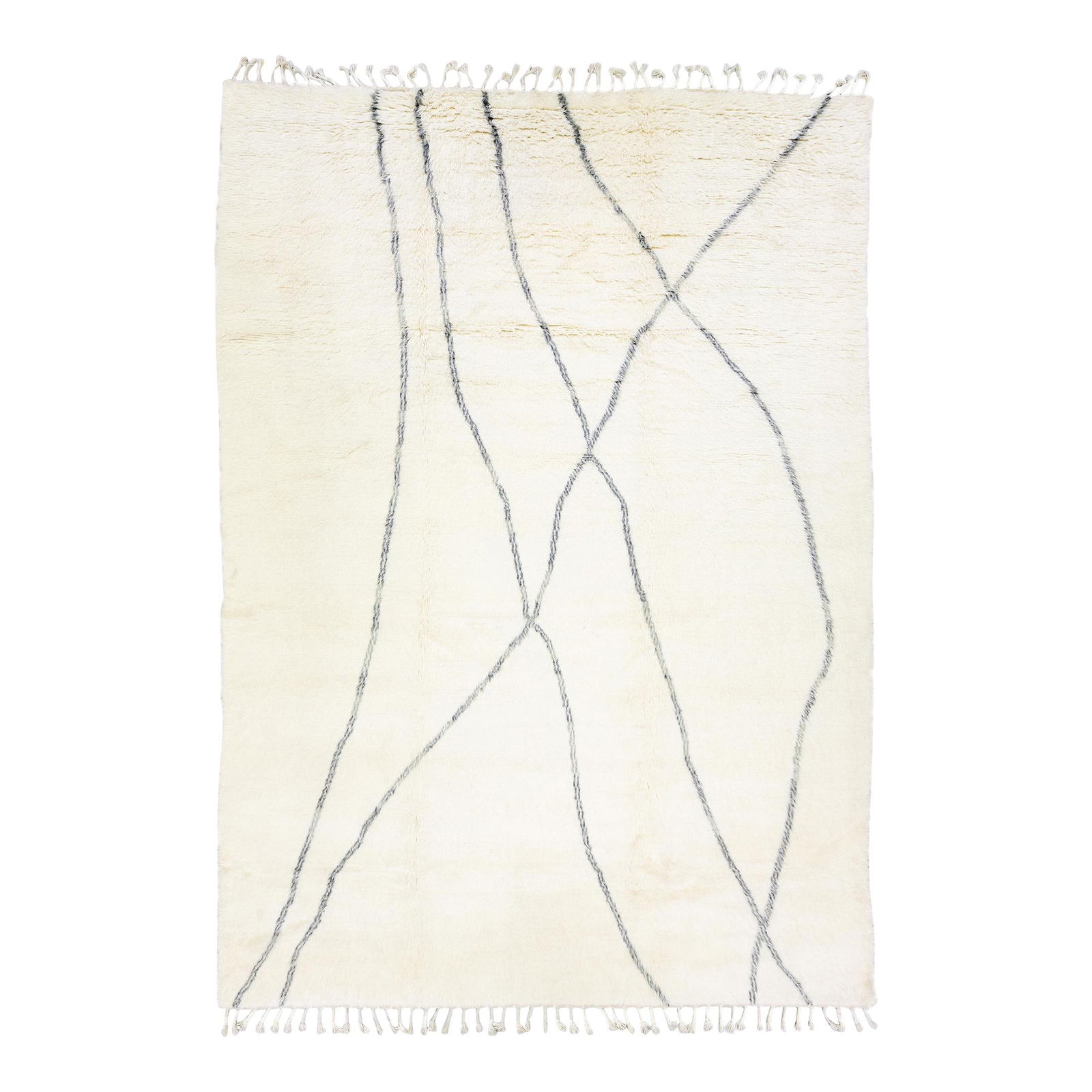 Ivory Handmade Wool Moroccan Tribal Pattern Rug 10'3 x 14'2: Ivory Handmade Wool Moroccan Tribal Pattern Rug 10'3 x 14'2 Enhance your space with this exquisite Moroccan style handmade wool rug. Featuring a soft ivory field adorned with elegant gray accents, thi