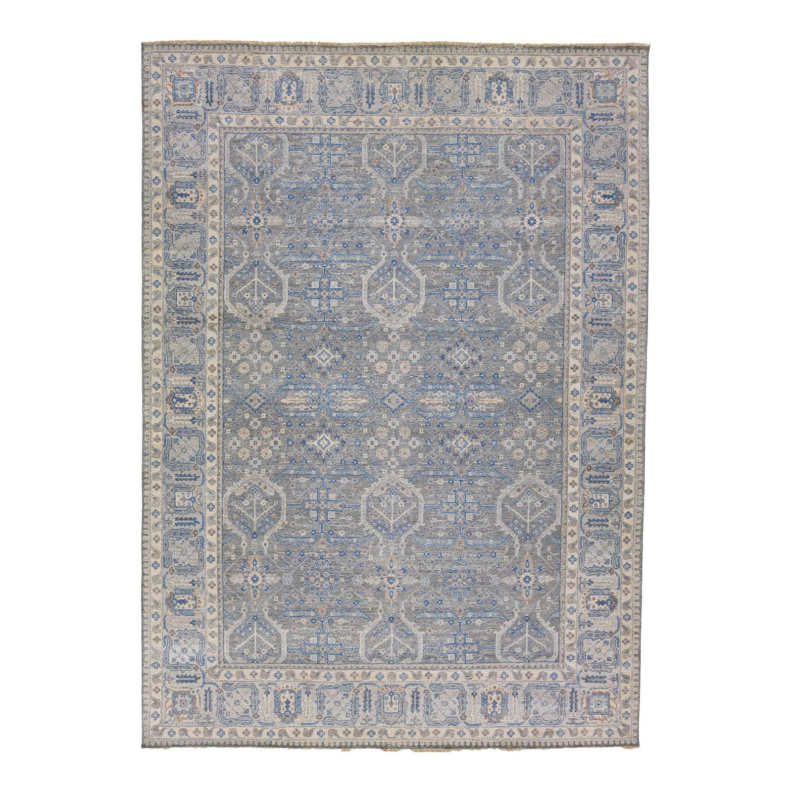 Persian Tabriz Style Gray Handmade Wool Rug 10' x 13'11": Persian Tabriz Style Gray Handmade Wool Rug 10' x 13'11" Elevate your living space with this exquisite Persian Tabriz Style Gray Handmade Room Size Wool Rug. Part of the Artisan line, this unique rug