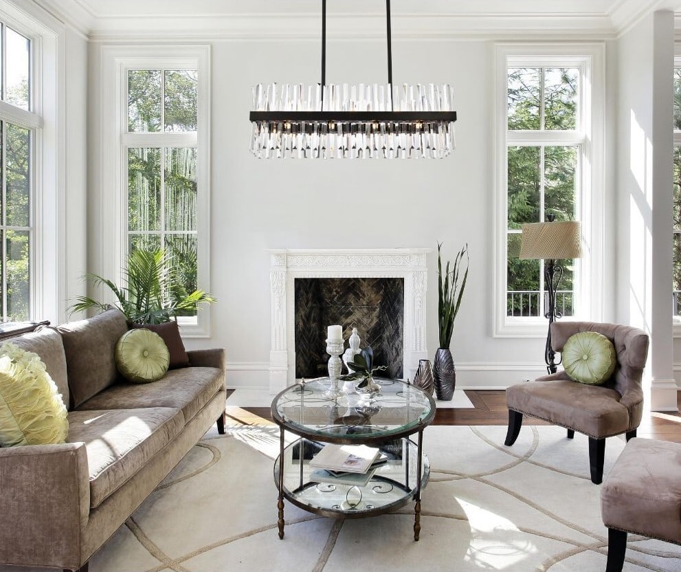 Serephina 20-Light Black Crystal Chandelier for Kitchen Island or Dining Room 36 Inch: Serephina 20-Light Black Crystal Chandelier for Kitchen Island or Dining Room 36 Inch This modern chandelier features a high-quality black finish and is adorned with royal cut clear crystals. Designed