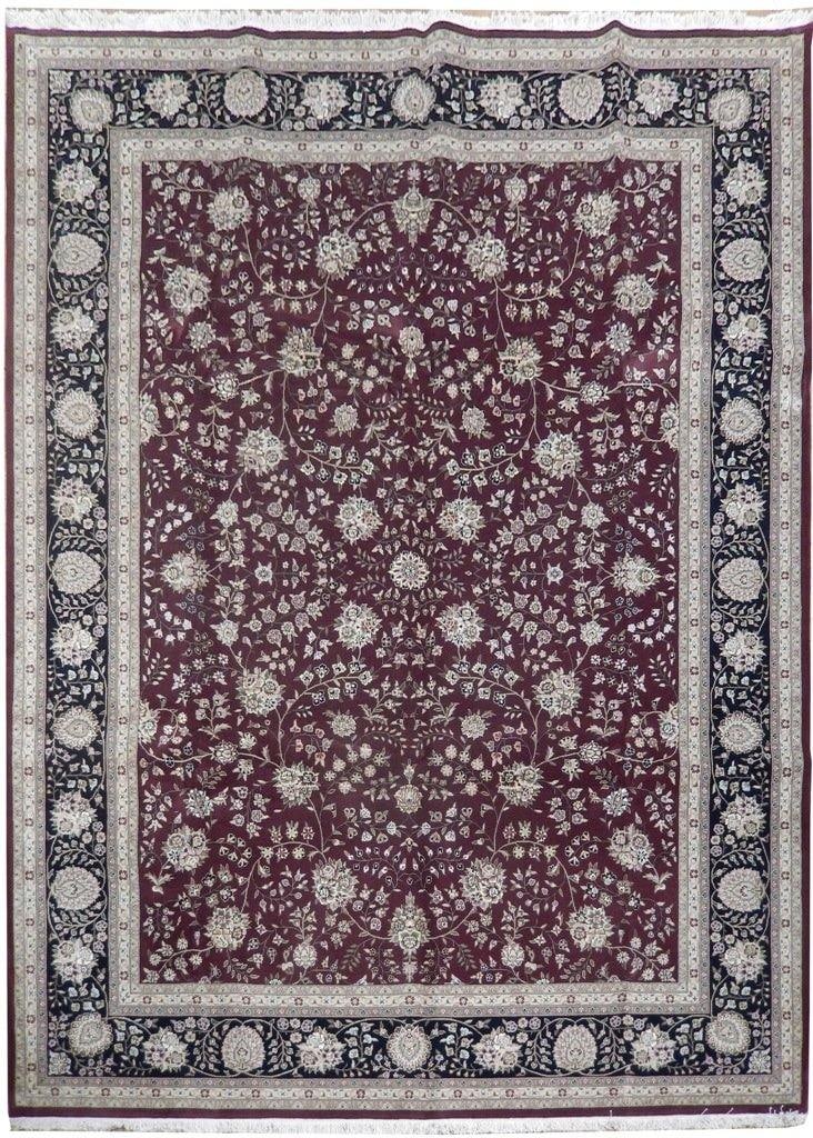 8'6 x 11'6 Handmade Wool Silk Sino Tabriz Rug: 8'6 x 11'6 Handmade Wool Silk Sino Tabriz Rug Free continental US Shipping Elevate your living space with this exquisite 8.6 x 11.6 Wool & Silk Sino Tabriz Rug, skillfully handcrafted in China. This s