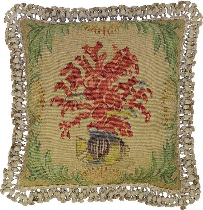 Coastal Aubusson Throw Pillow by Provence Home 20x20 Hand-Dyed Tan (1 of 1)